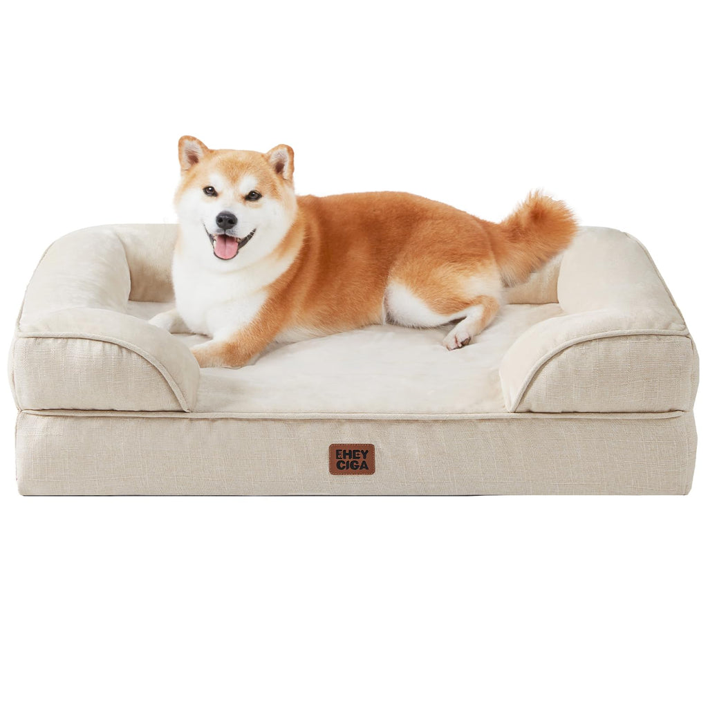 Orthopedic Memory Foam Dog Bed with Bolsters