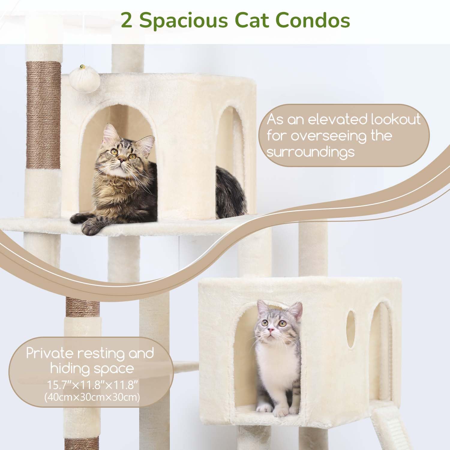 Heavy Duty Cat Tree with Hammock & Condo