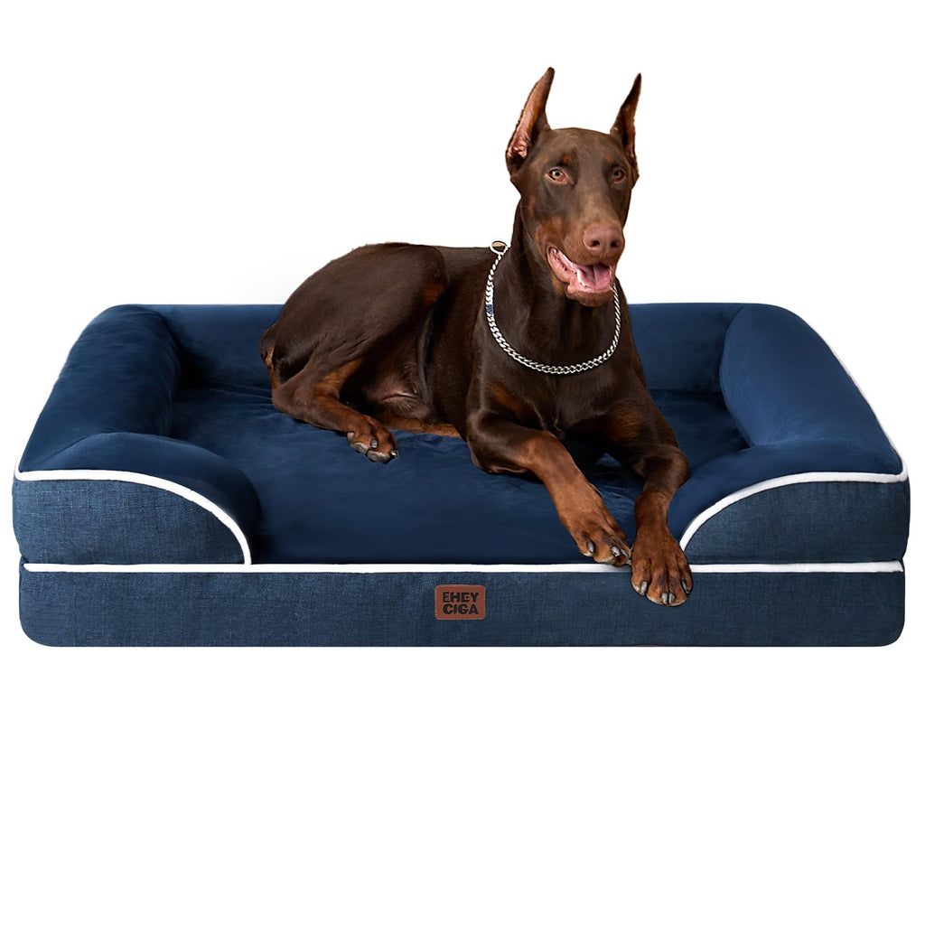 Orthopedic Memory Foam Dog Bed with Bolsters