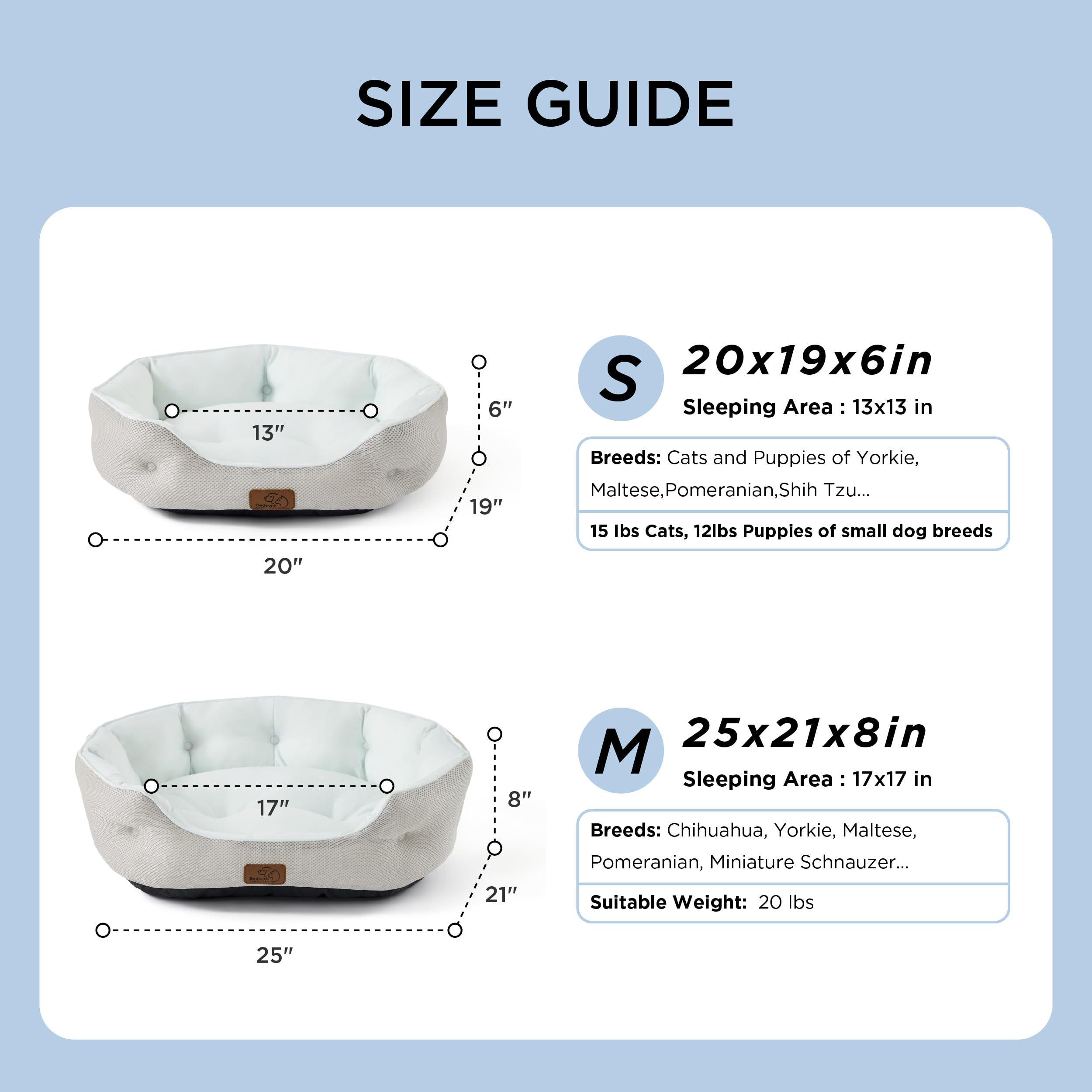 Round Washable Pet Bed for Small Dogs & Cats