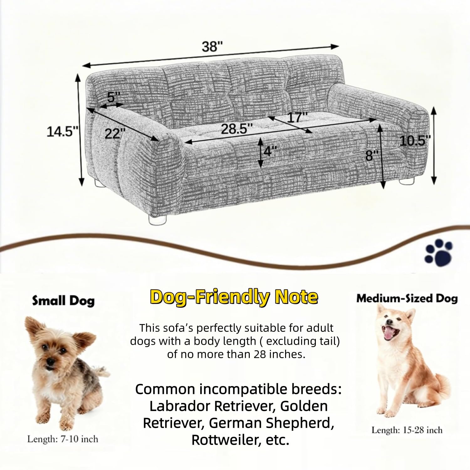 Memory Foam Dog Sofa Bed