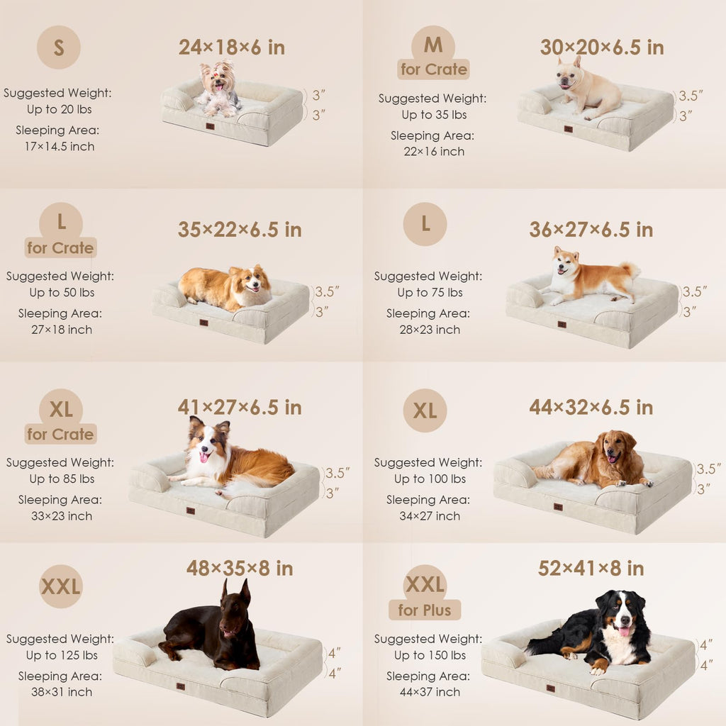 Orthopedic Memory Foam Dog Bed with Bolsters