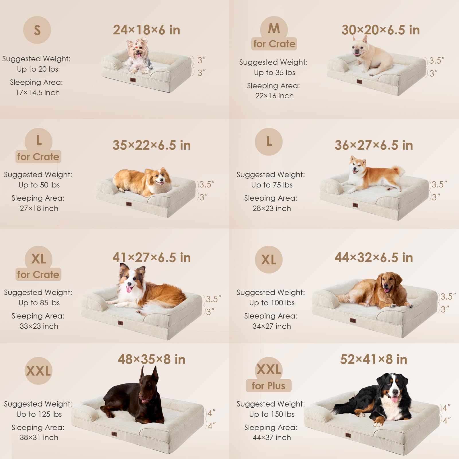 Orthopedic Memory Foam Dog Bed with Bolsters