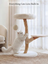 Modern Wood Cat Tree with Bed