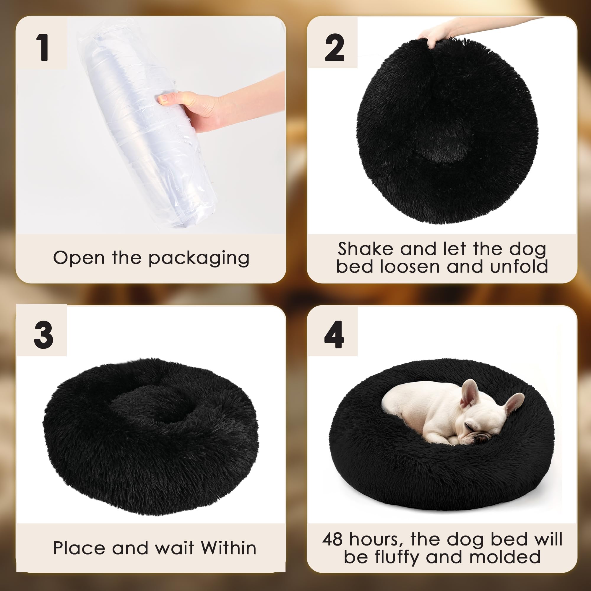 Anti-Anxiety Round Dog Bed for Small Dogs