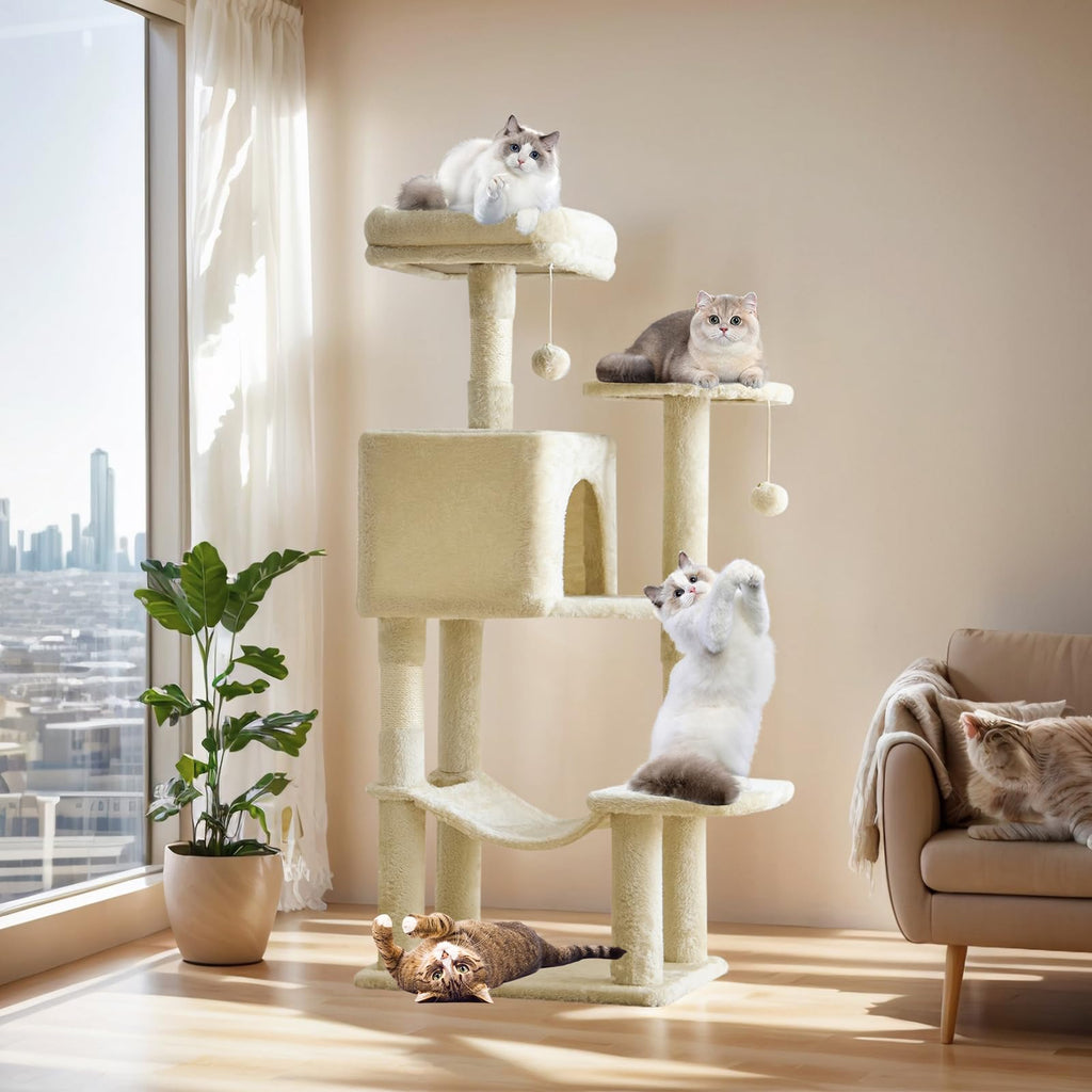 Cat Tree Tower with Hammock & Condo