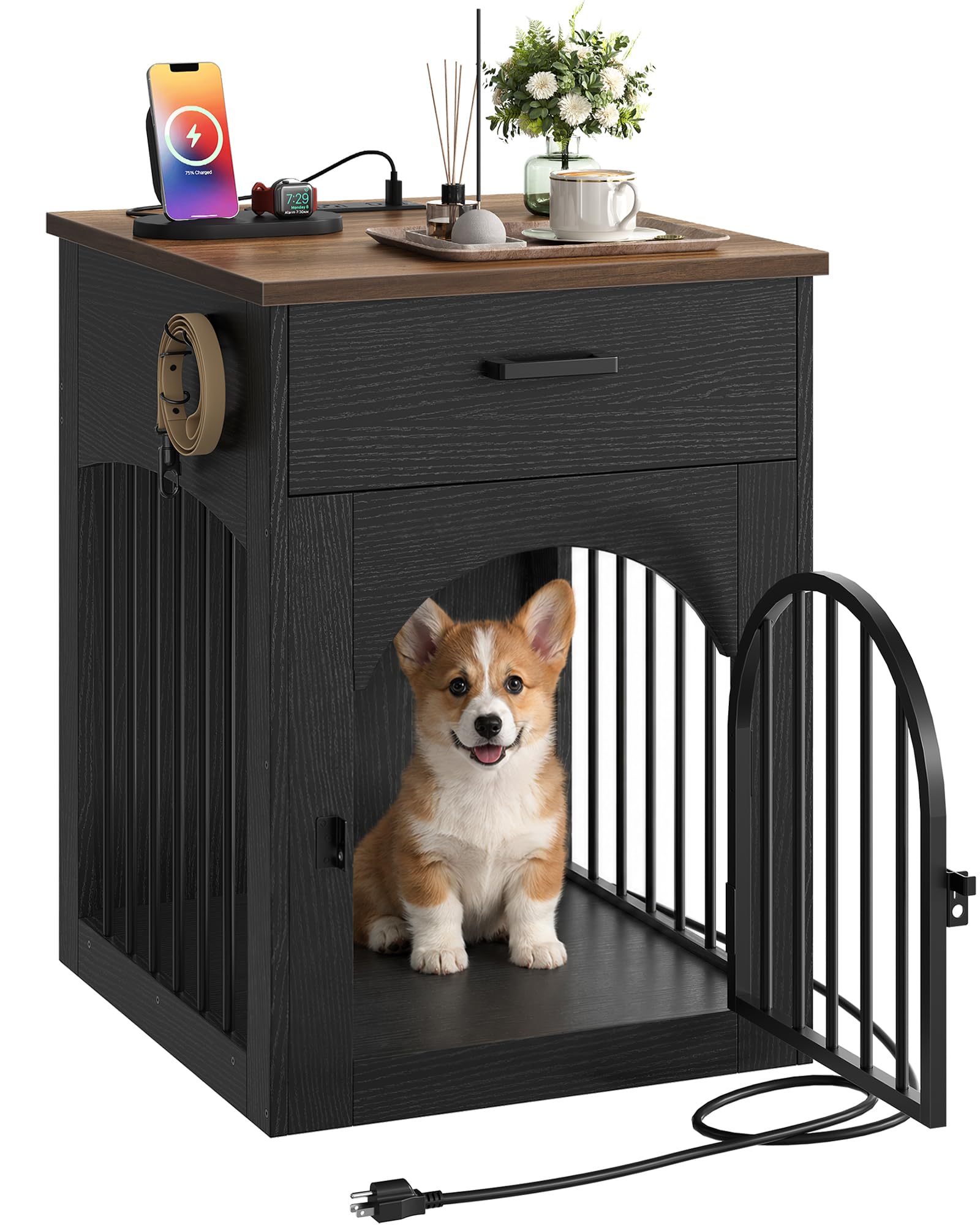 Dog Crate End Table with Storage Drawer