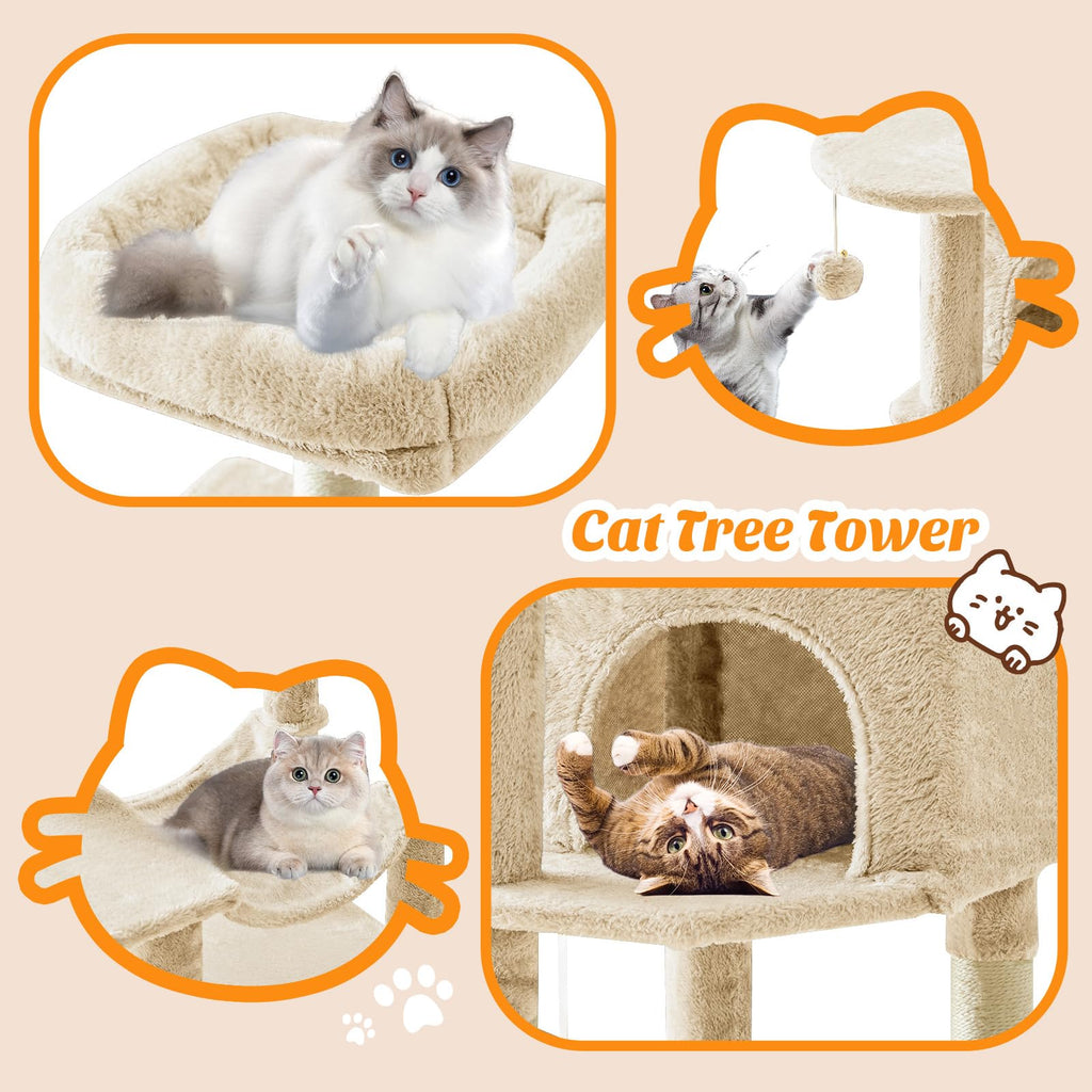 Cat Tree Tower with Hammock & Condo