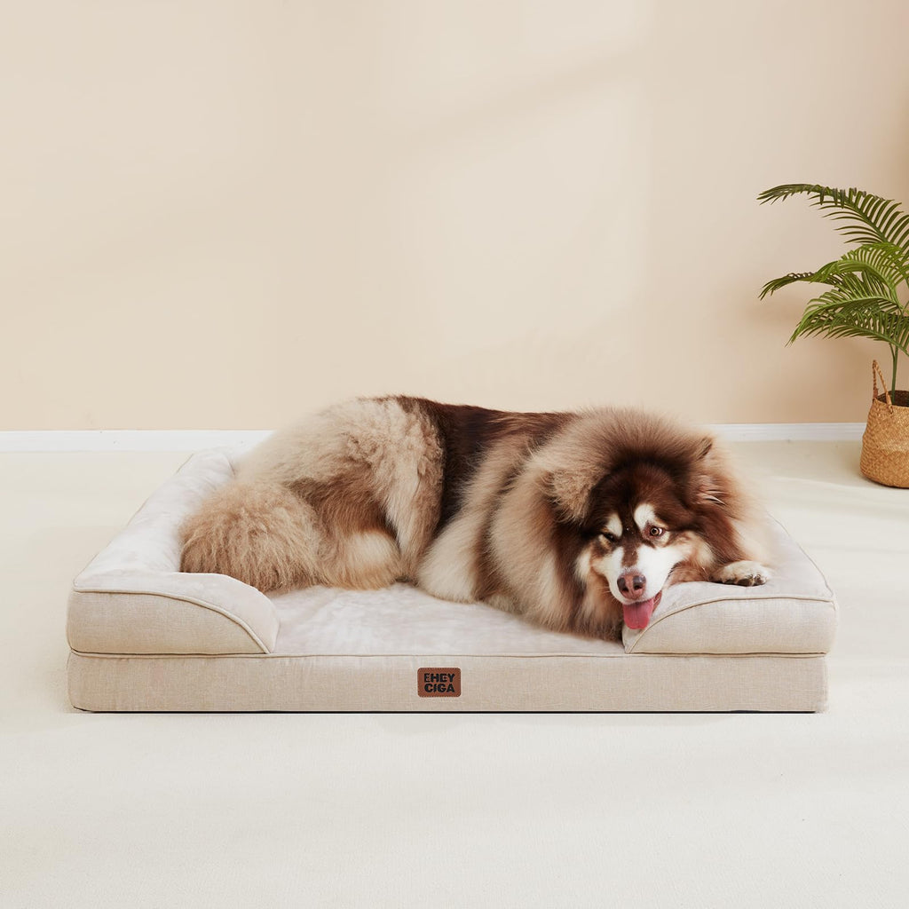 Orthopedic Memory Foam Dog Bed with Bolsters