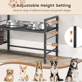 Elevated Dog Bowl Stand with Storage Basket