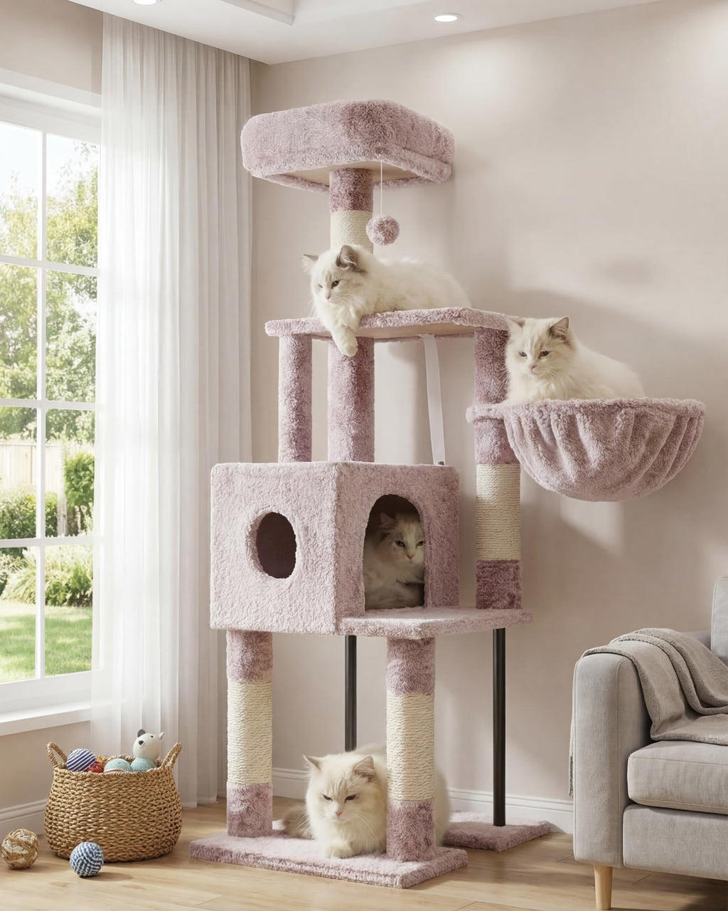 Cat Tree Tower with Hammock & Perch