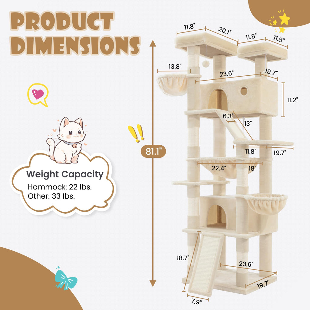 81" Multi-Level Cat Tree Tower
