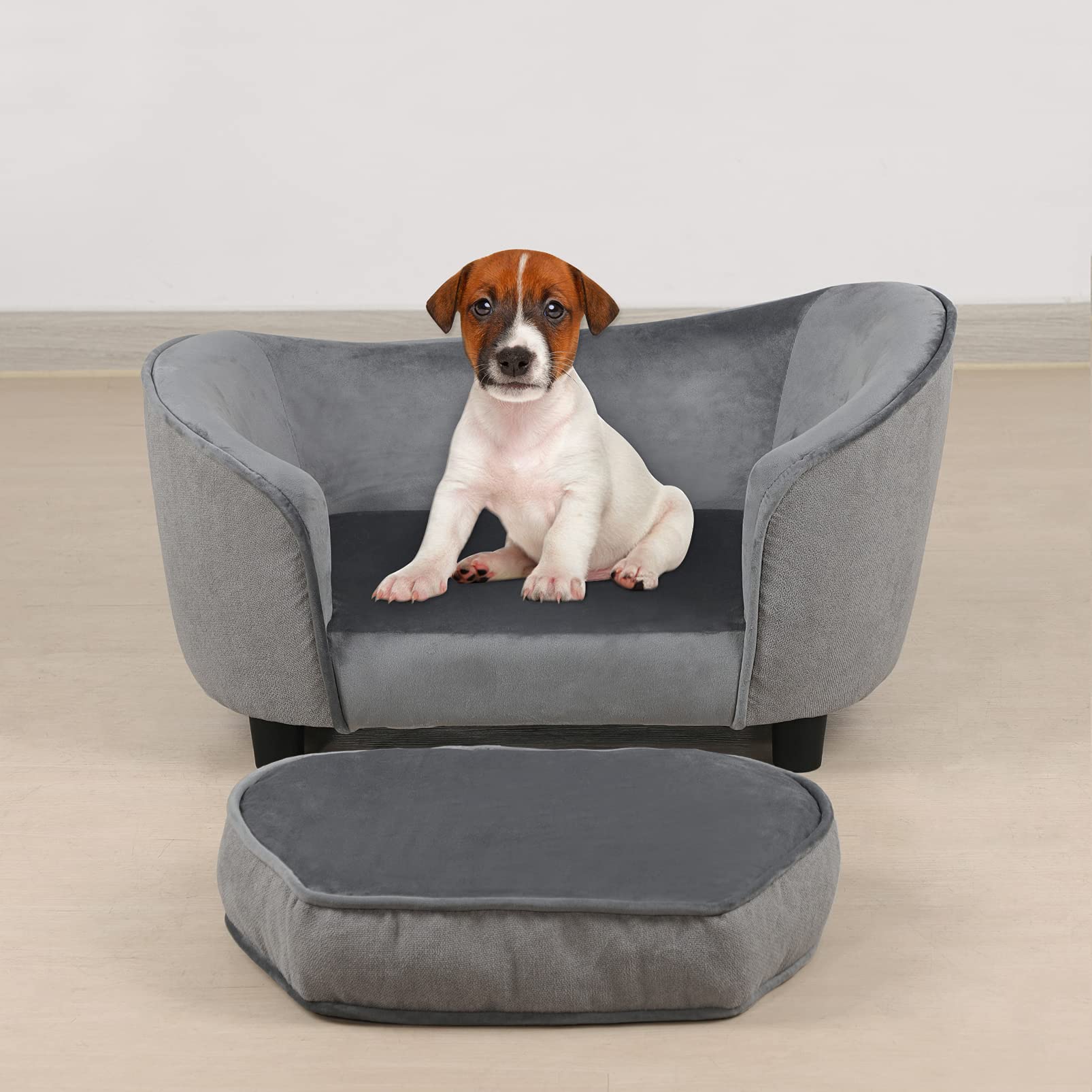 Linen Pet Sofa Bed with Washable Cushion