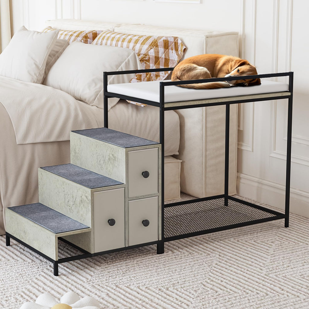 Pet Bunk Bed with Stairs & Storage