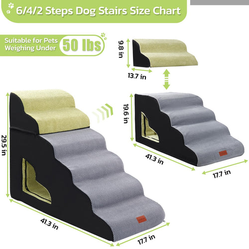 6-Step Foam Pet Stairs for High Beds6-Step Foam Pet Stairs for High Beds