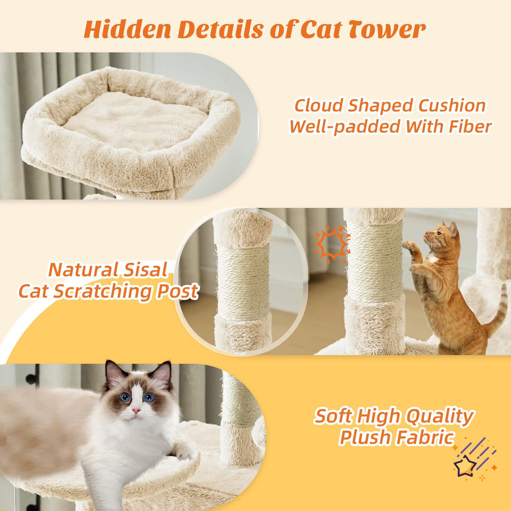 Cat Tree Tower with Hammock & Condo