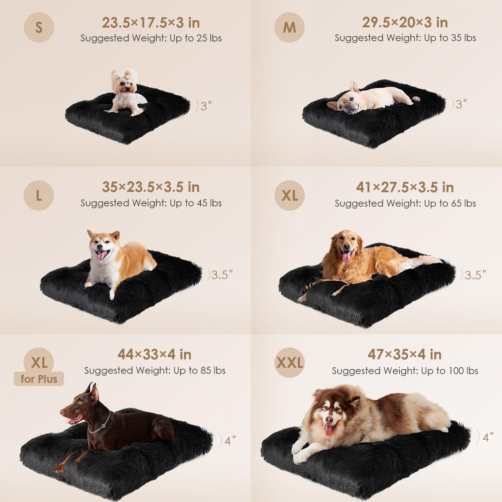 Calming Plush Dog Crate Bed Pad for Large Dogs