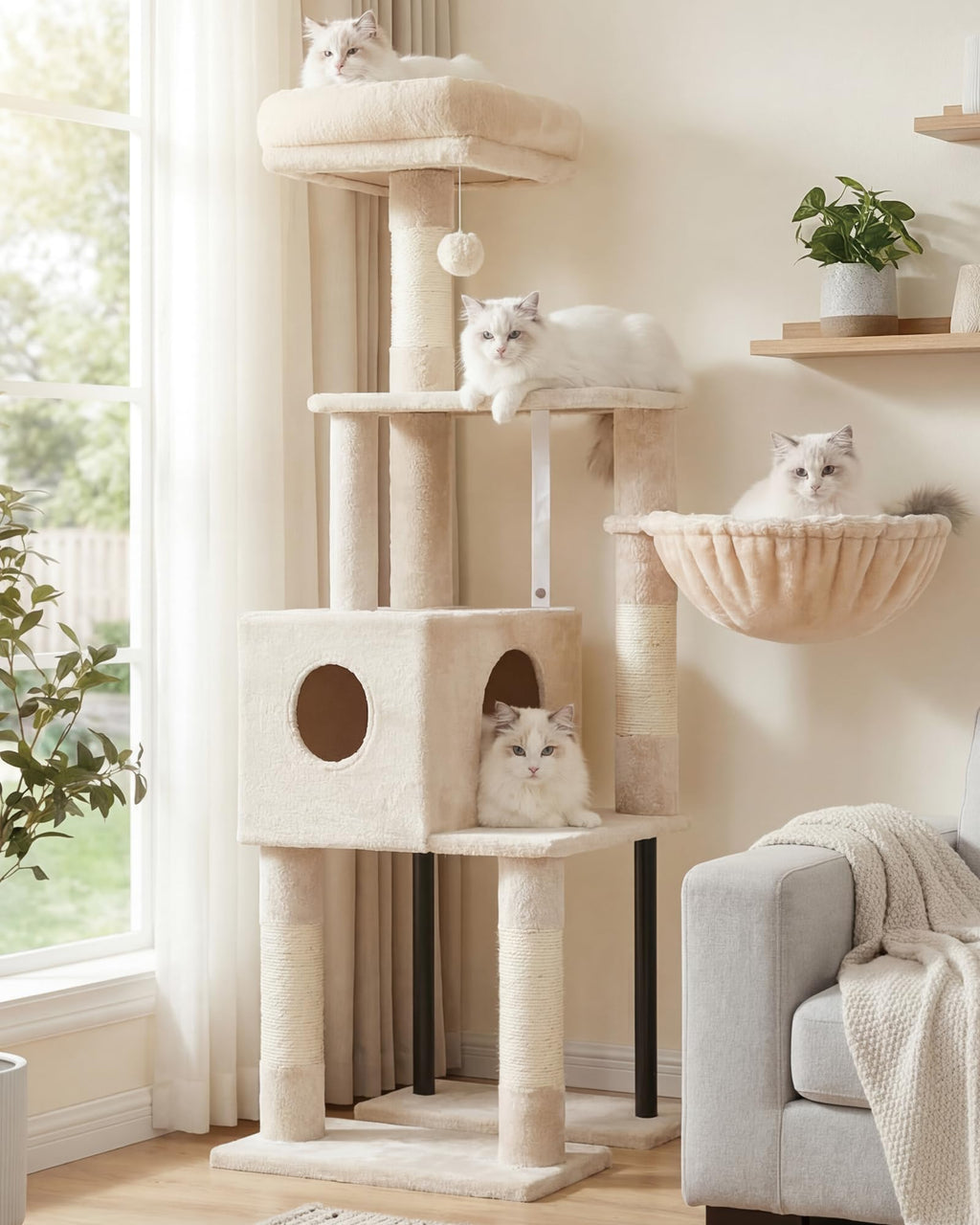 Cat Tree Tower with Hammock & Perch