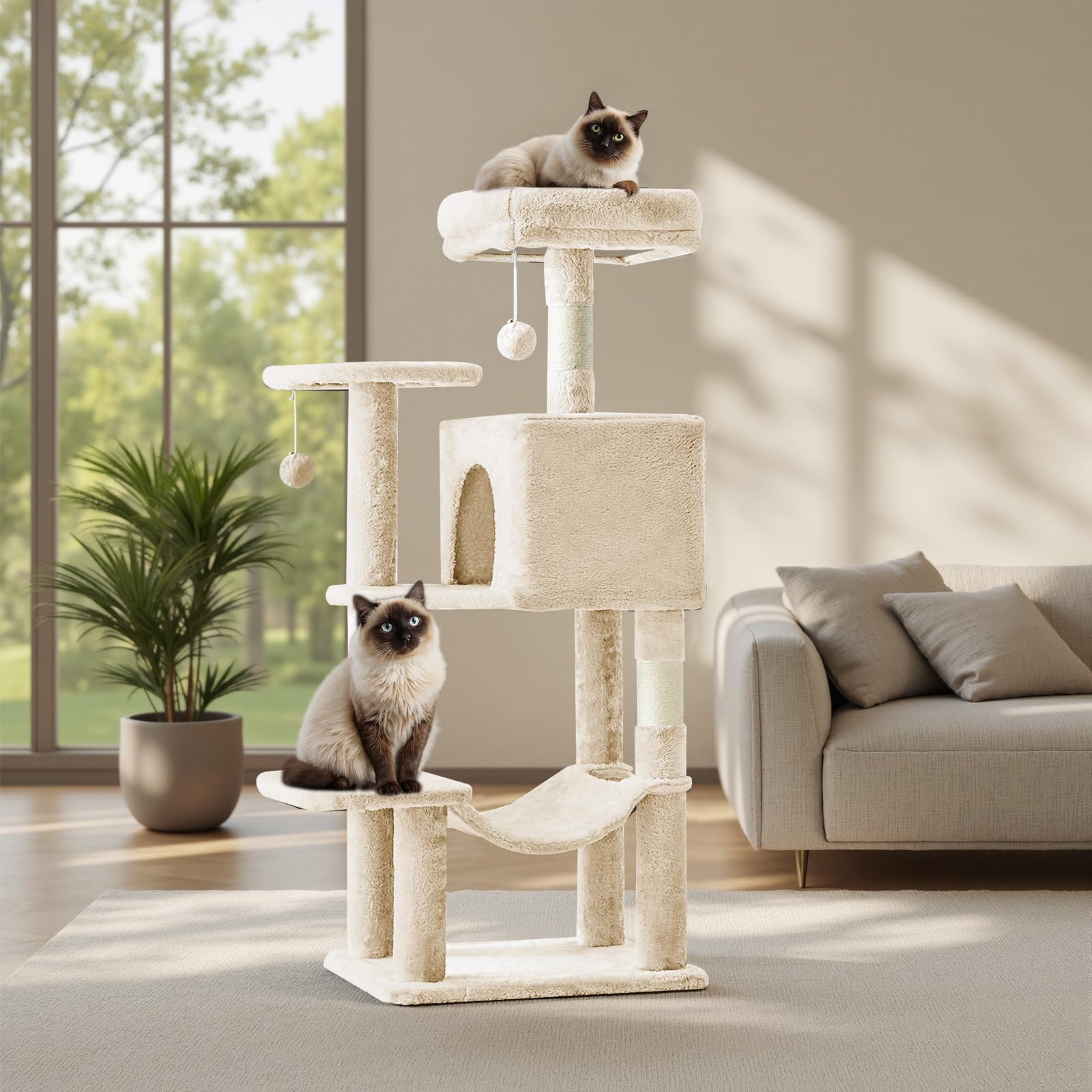 Cat Tree Tower with Hammock & Condo