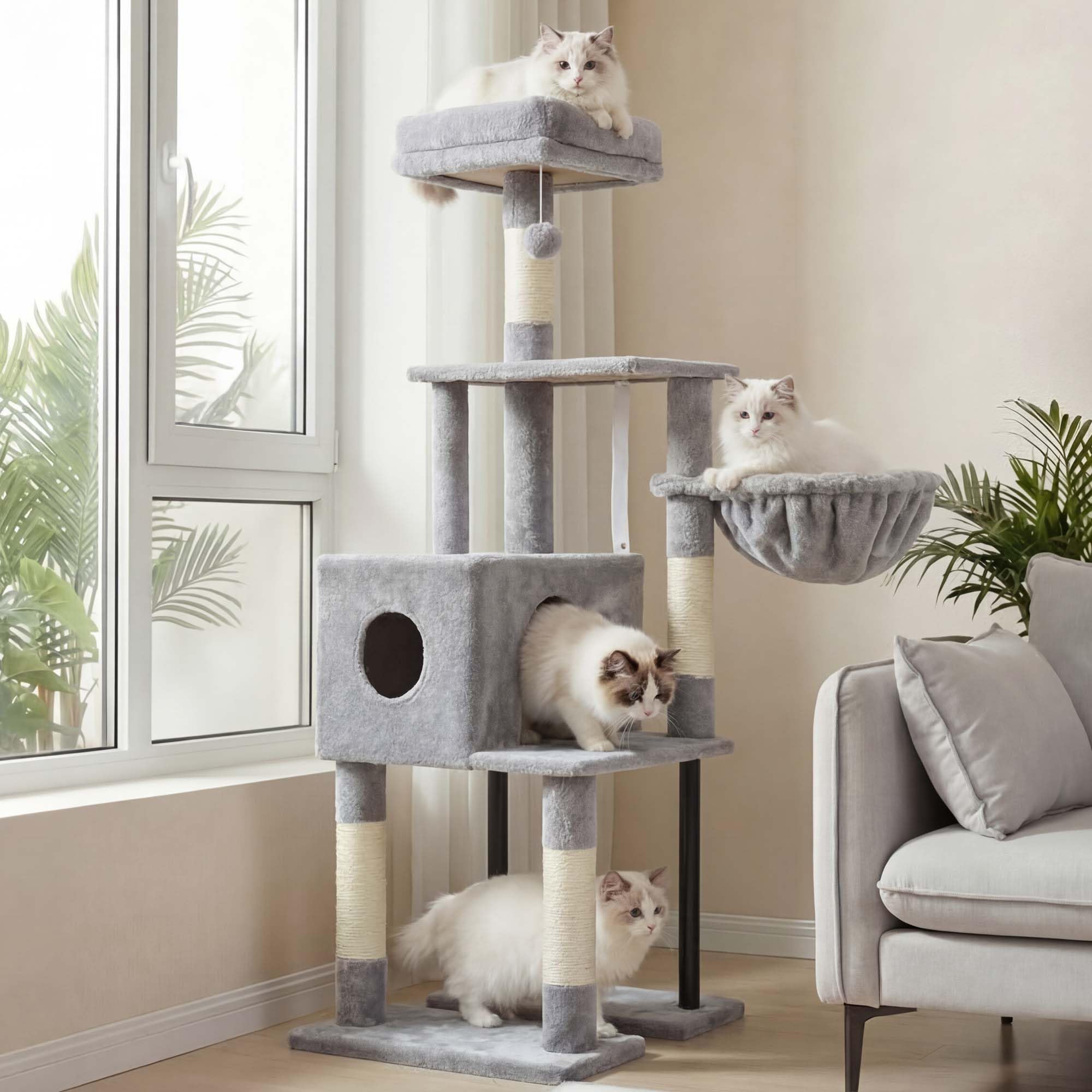 Cat Tree Tower with Hammock & Perch