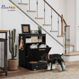Raised Pet Feeding Station with Storage Cabinet