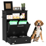 Raised Pet Feeding Station with Storage Cabinet