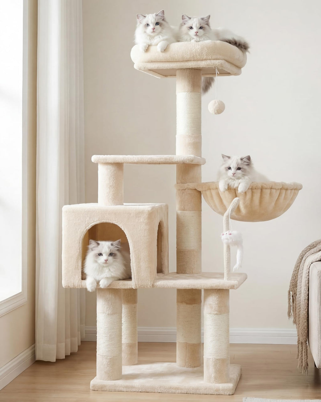 Cat Tree Tower with Hammock & Perch