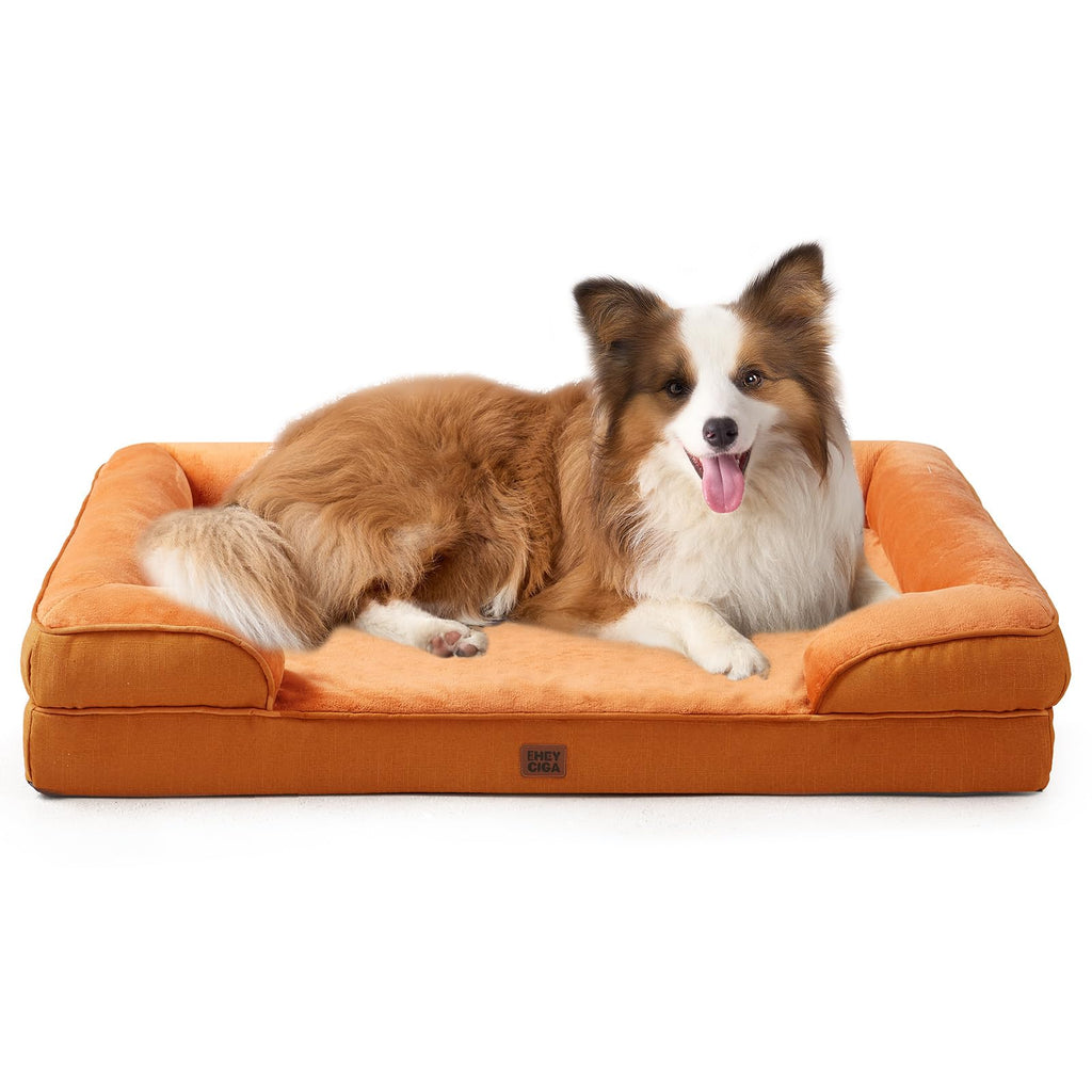 Orthopedic Memory Foam Dog Bed with Bolsters
