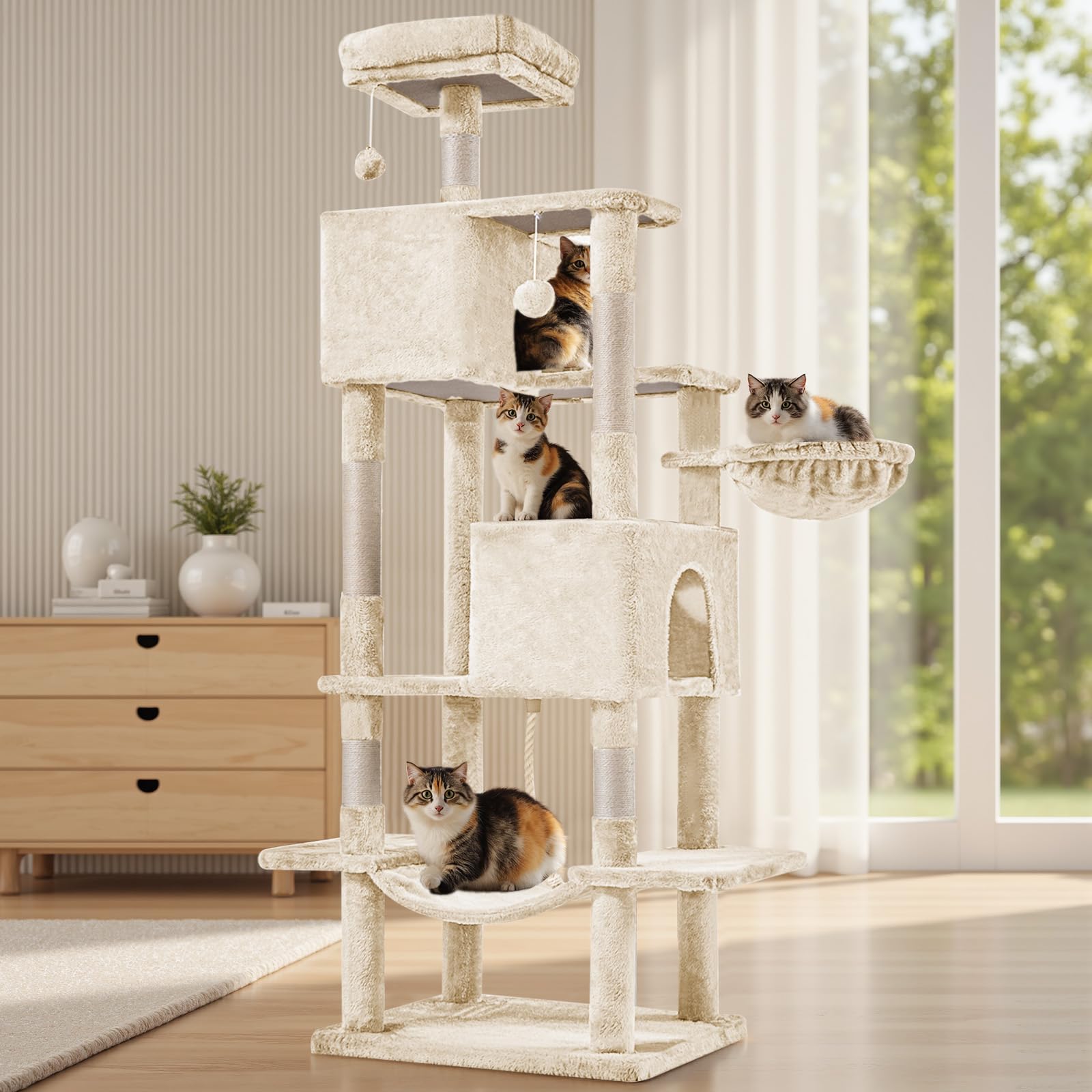 Cat Tree Tower with Hammock & Condo