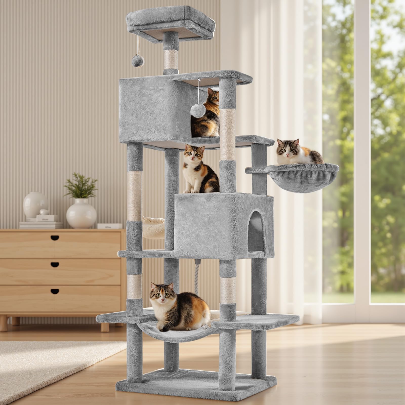 Cat Tree Tower with Hammock & Condo