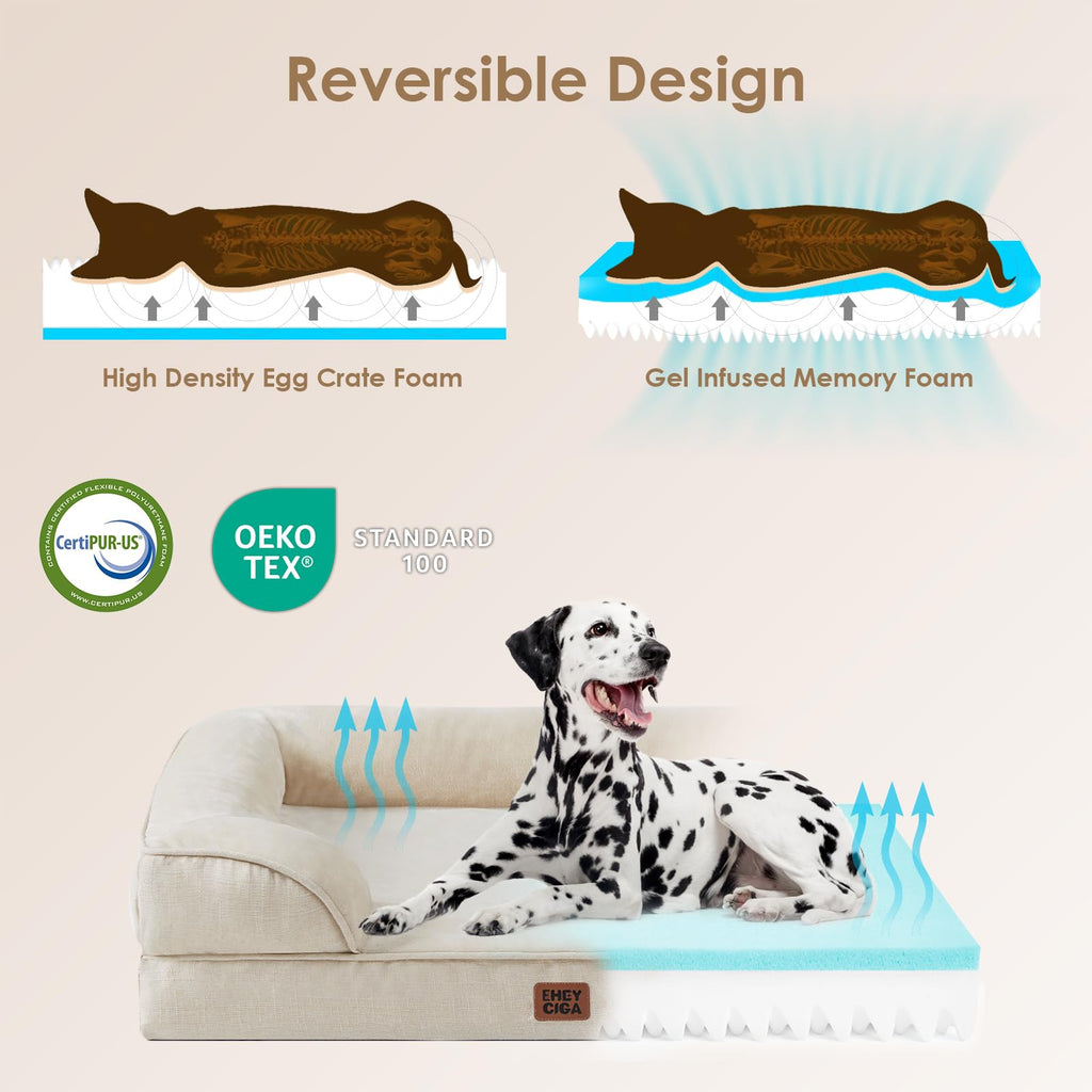 Orthopedic Memory Foam Dog Bed with Bolsters