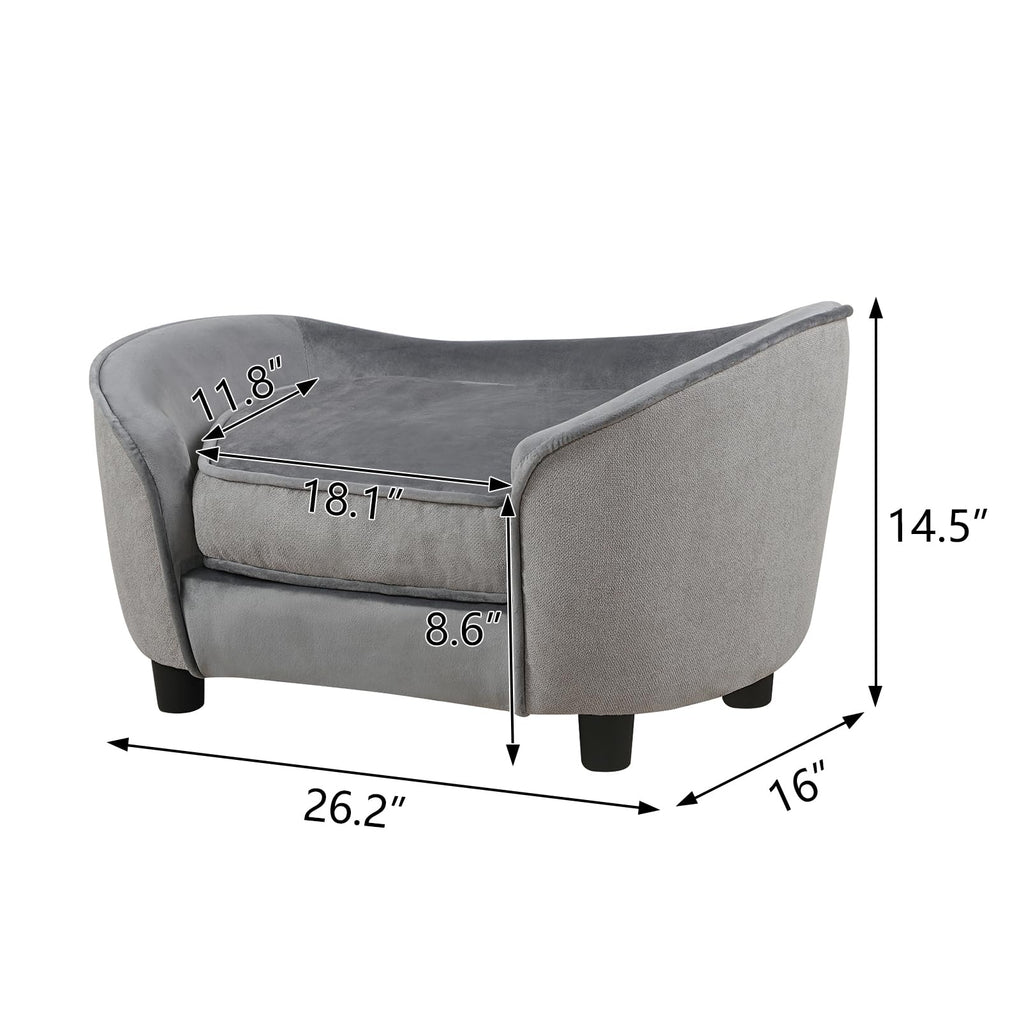 Linen Pet Sofa Bed with Washable Cushion