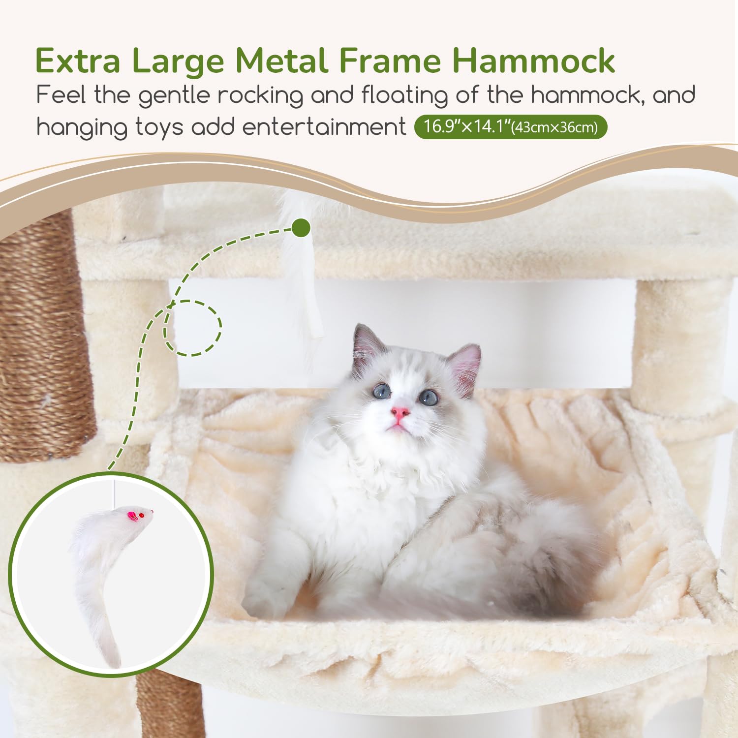Heavy Duty Cat Tree with Hammock & Condo