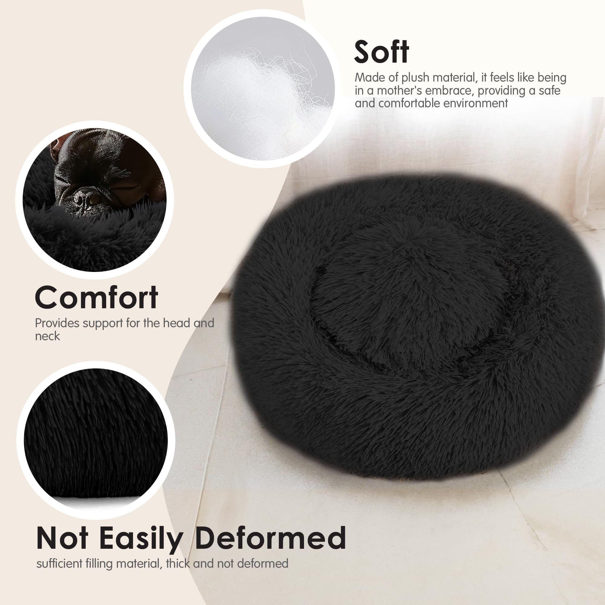 Anti-Anxiety Round Dog Bed for Small Dogs
