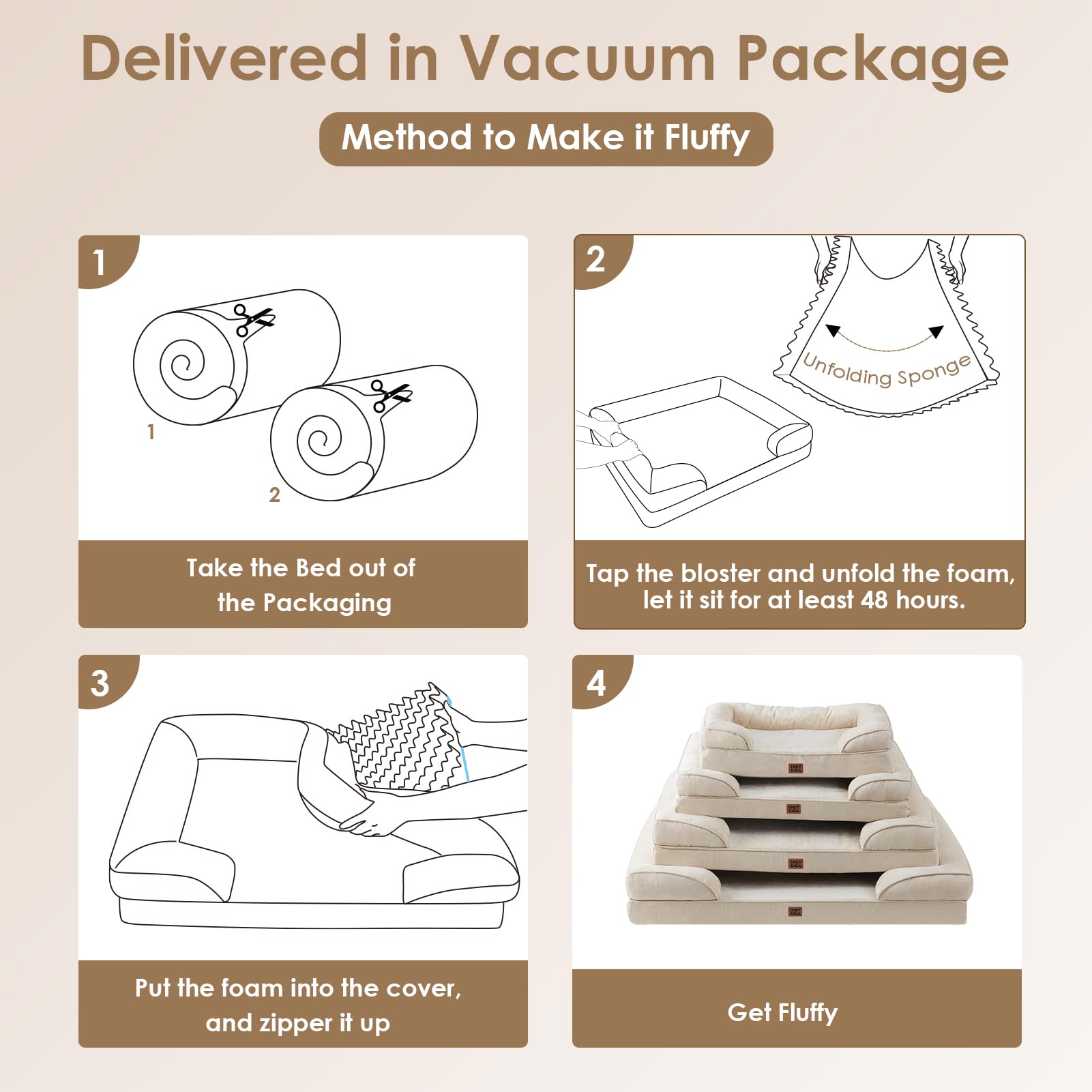 Orthopedic Memory Foam Dog Bed with Bolsters