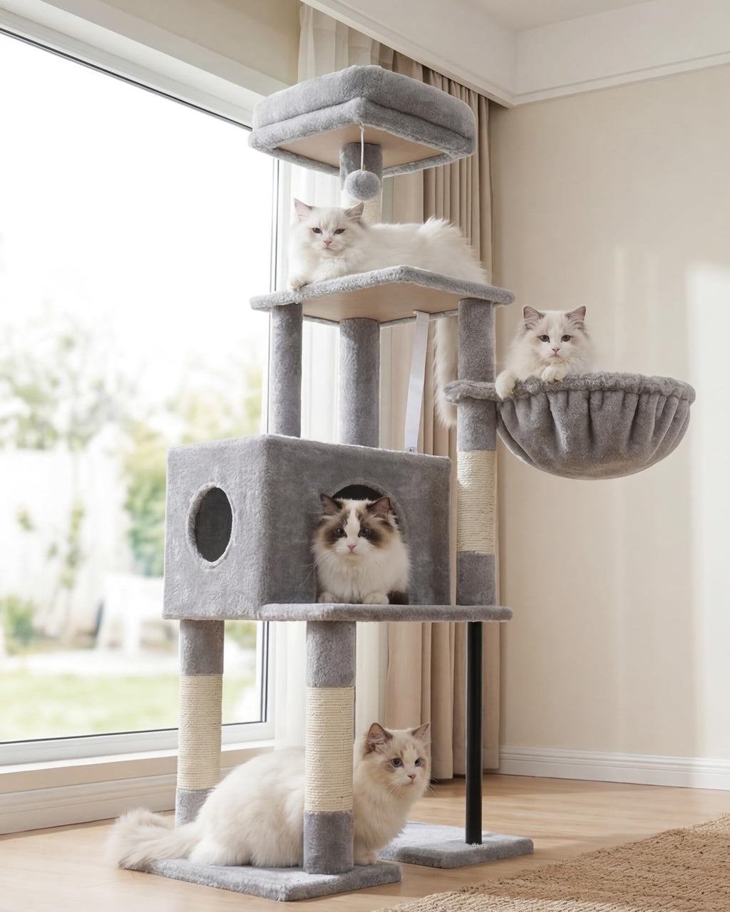 Cat Tree Tower with Hammock & Perch