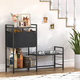 Elevated Dog Bowl Stand with Storage Basket