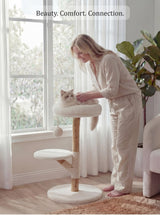 Modern Wood Cat Tree with Bed