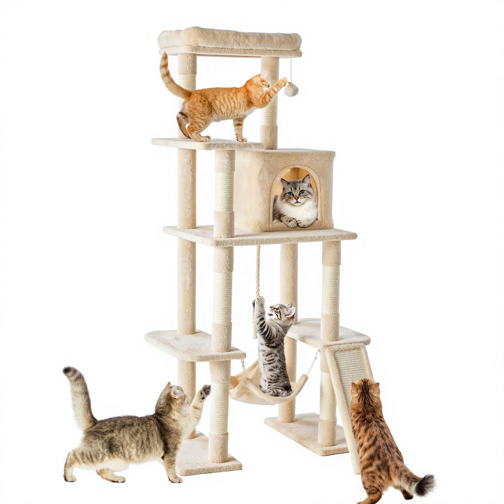 Cat Tree Tower with Hammock & Condo