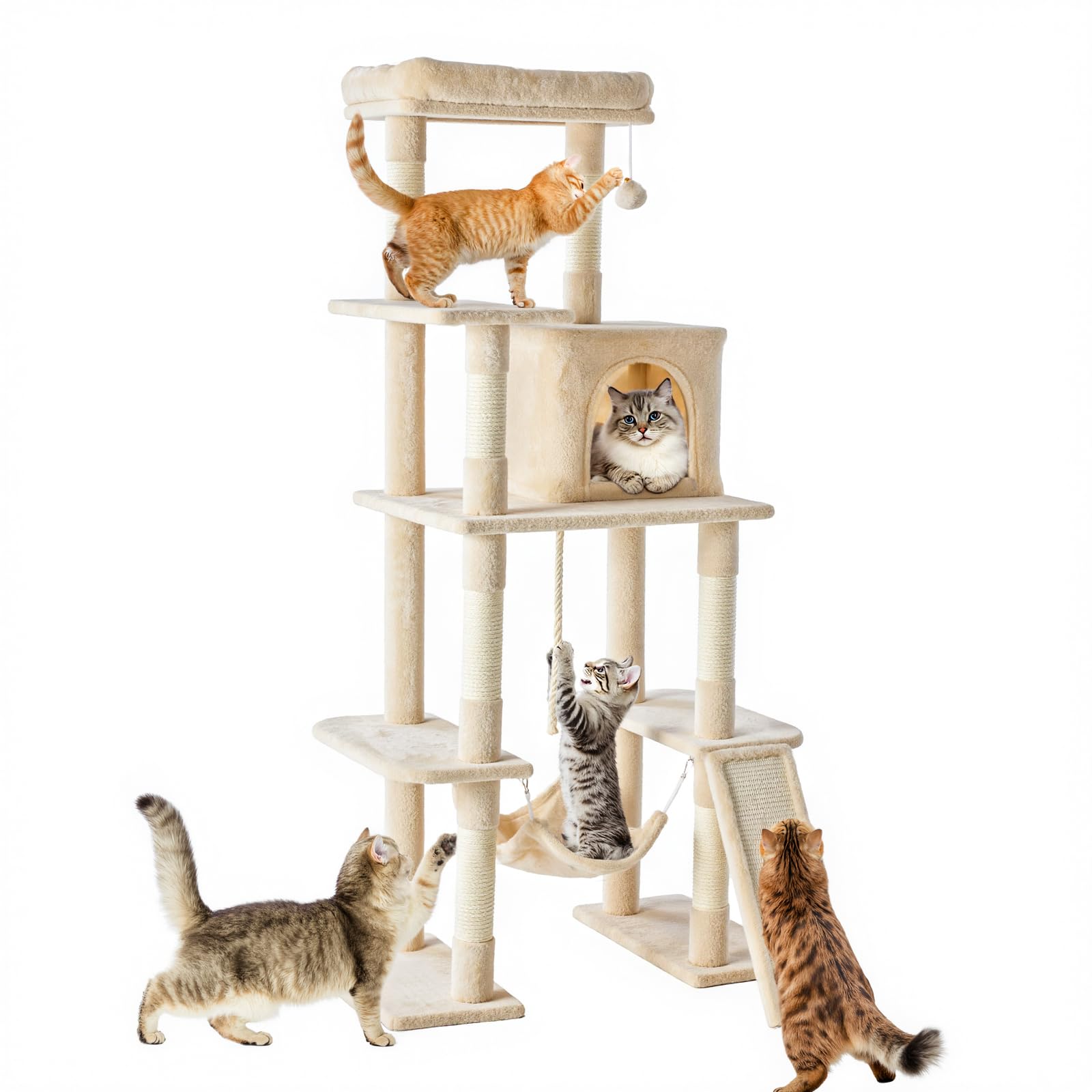 Cat Tree Tower with Hammock & Condo