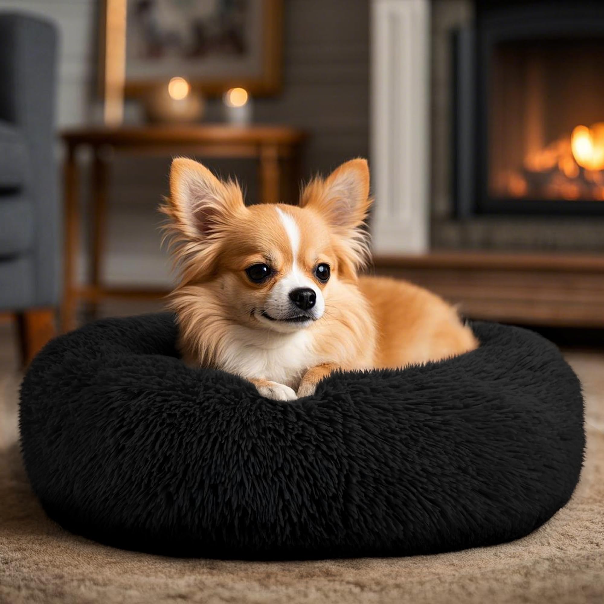 Anti-Anxiety Round Dog Bed for Small Dogs
