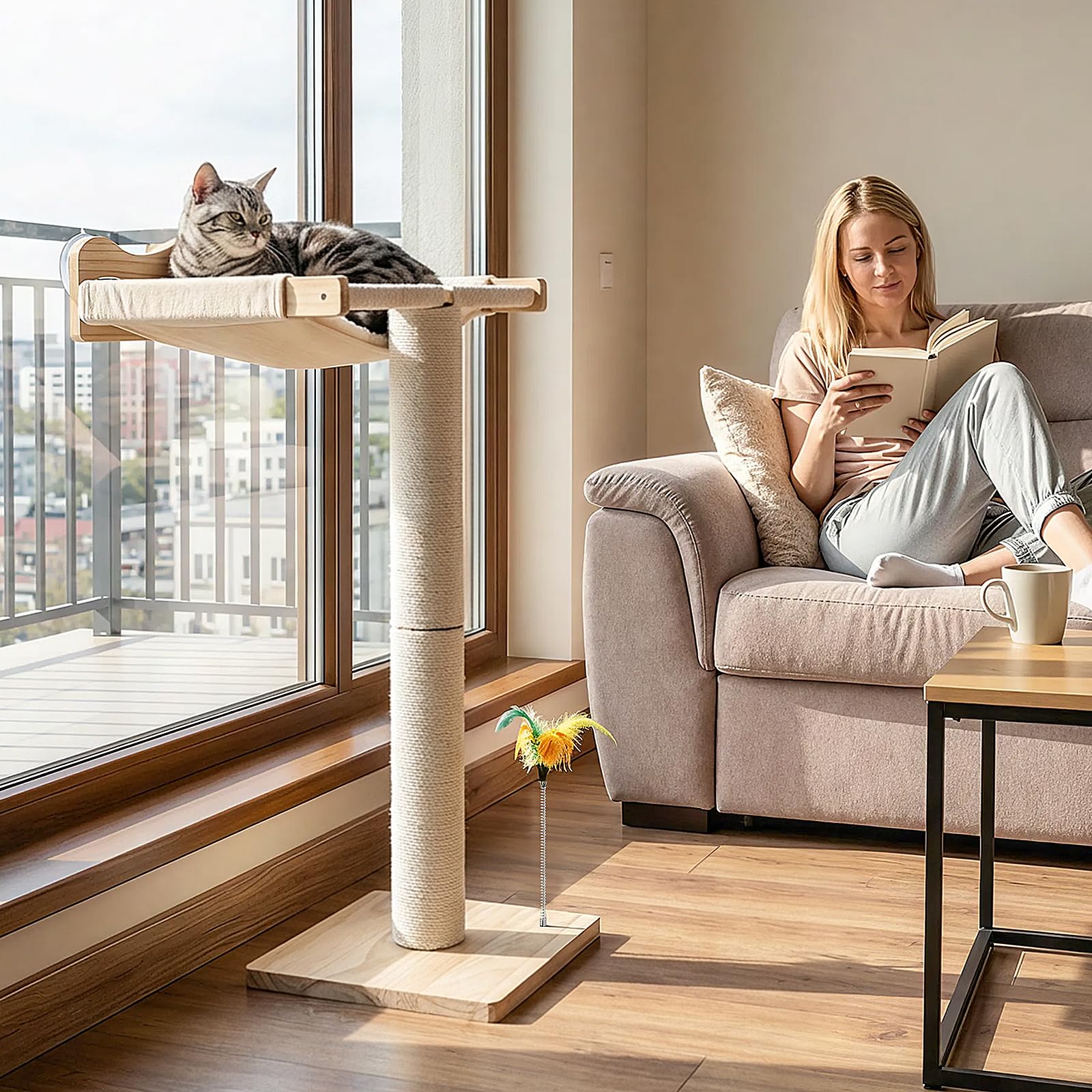 Cat Scratching Post with Window Perch