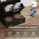 Raised Pet Feeding Station with Storage Cabinet