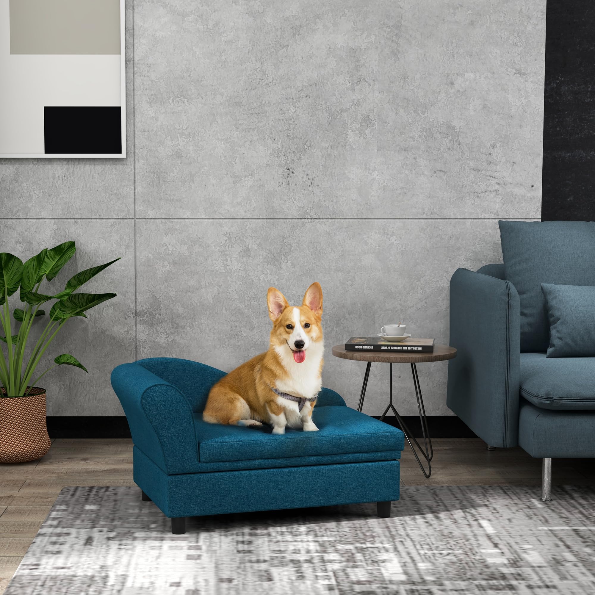 Elevated Pet Sofa Bed with Storage