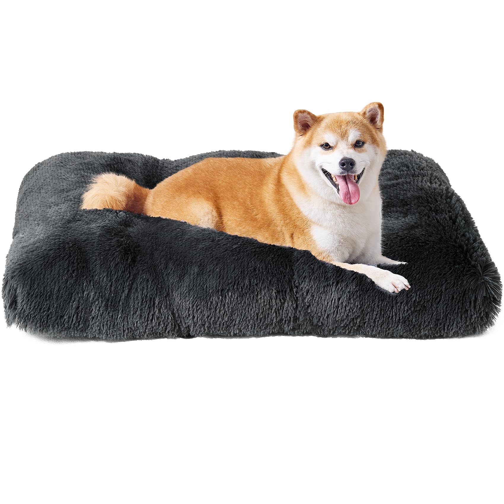 Calming Plush Dog Crate Bed Pad for Large Dogs