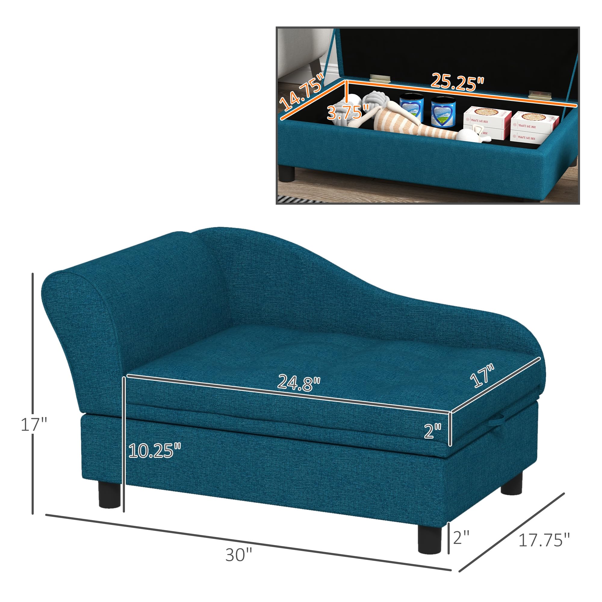 Elevated Pet Sofa Bed with Storage