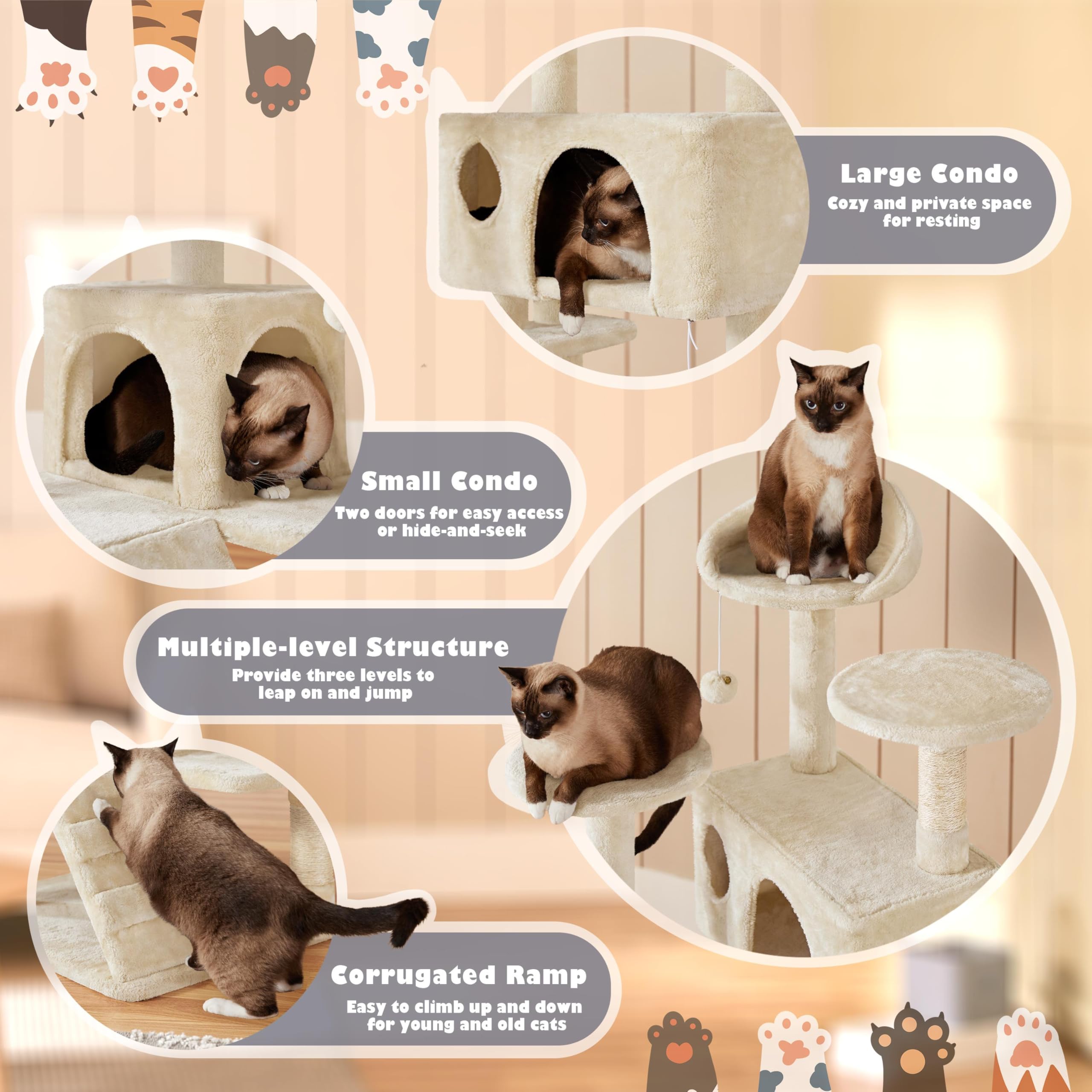 Cat Tree Tower with Condo & Scratch Post
