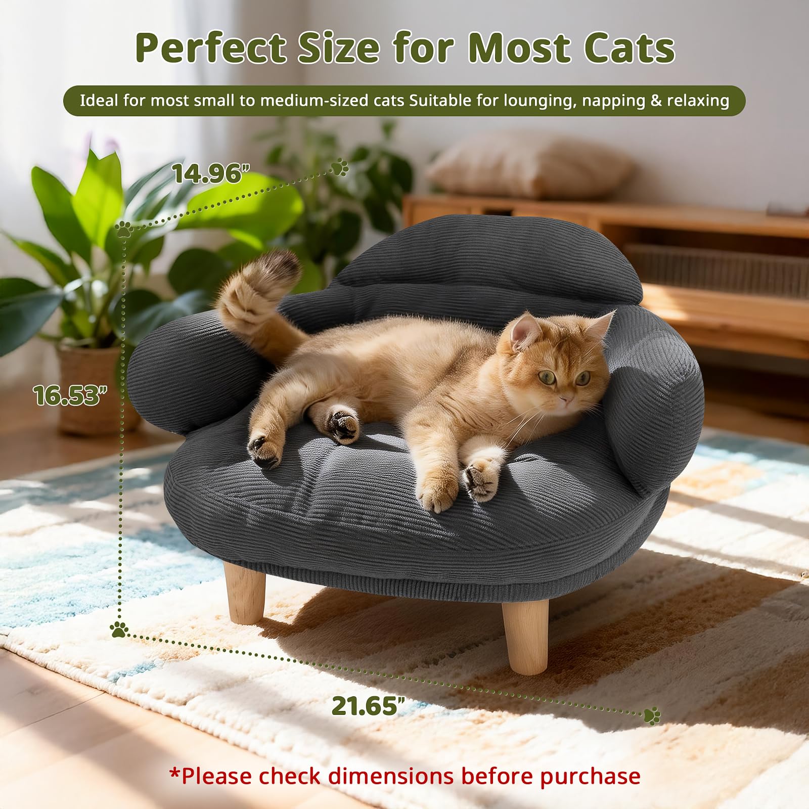 Furniture-Style Cat Sofa Bed with Washable Cover