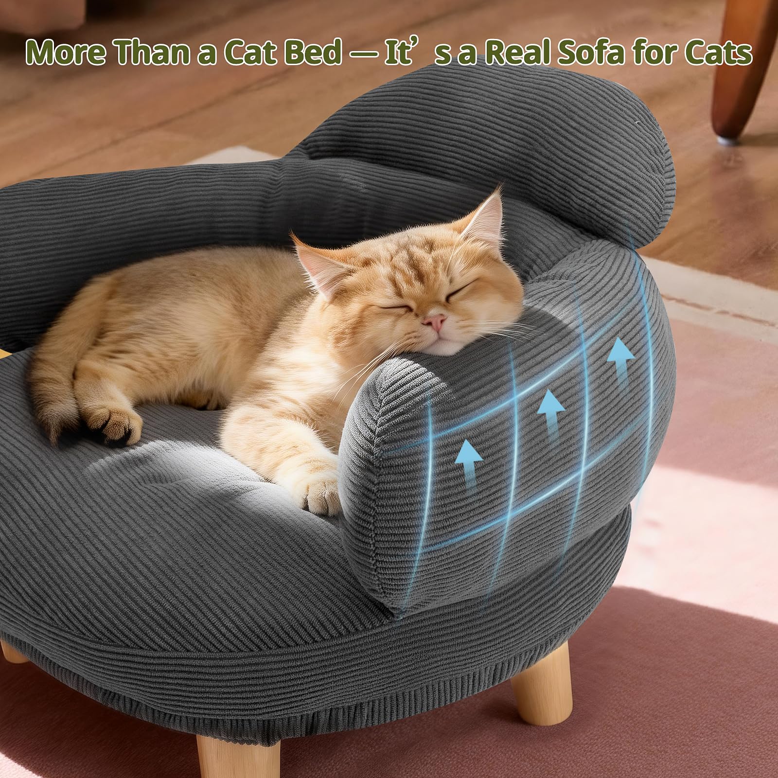 Furniture-Style Cat Sofa Bed with Washable Cover