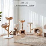 Modern Wood Cat Tree with Bed
